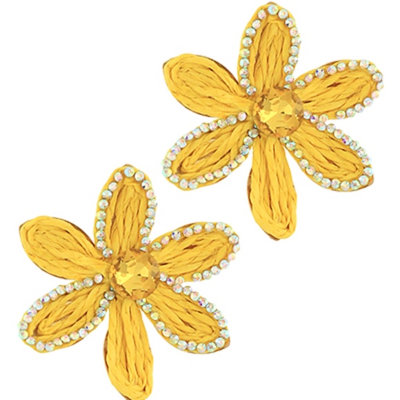 Wrapped Raffia Flower Earrings - Picture 2 of 2